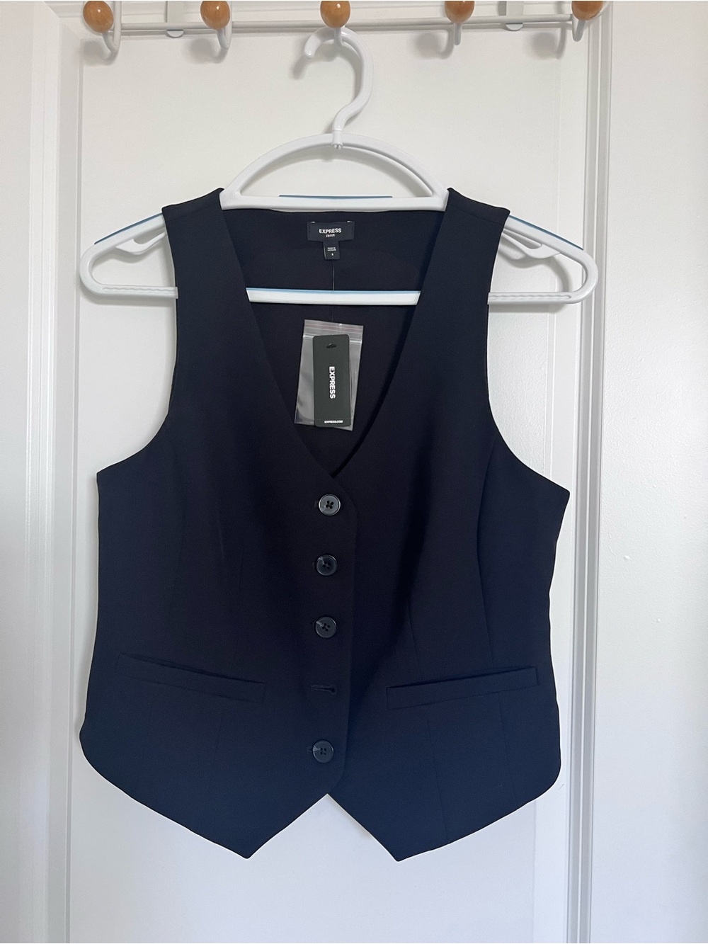 Express Black Tailored Button Vest